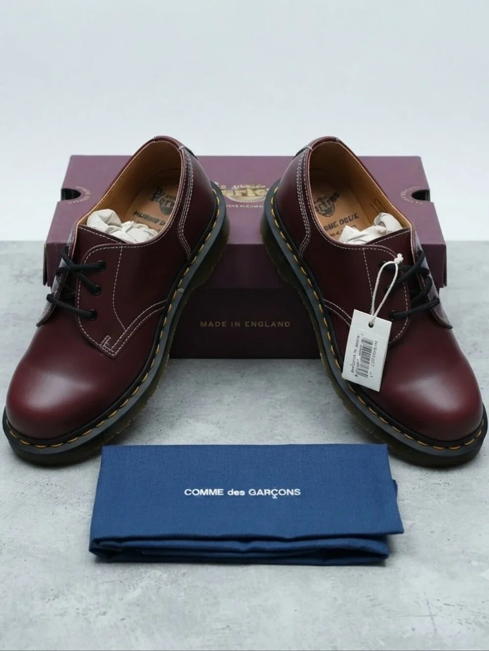 COMME des GARCONS HOMME DEUX x Dr. Martens Cherry Red Derby Shoes Mens 10 Wom 11